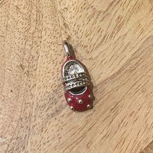 Red Enamel & Sterling Silver Polka Dot Mary Jane Double Strap Charm *Charm Only*